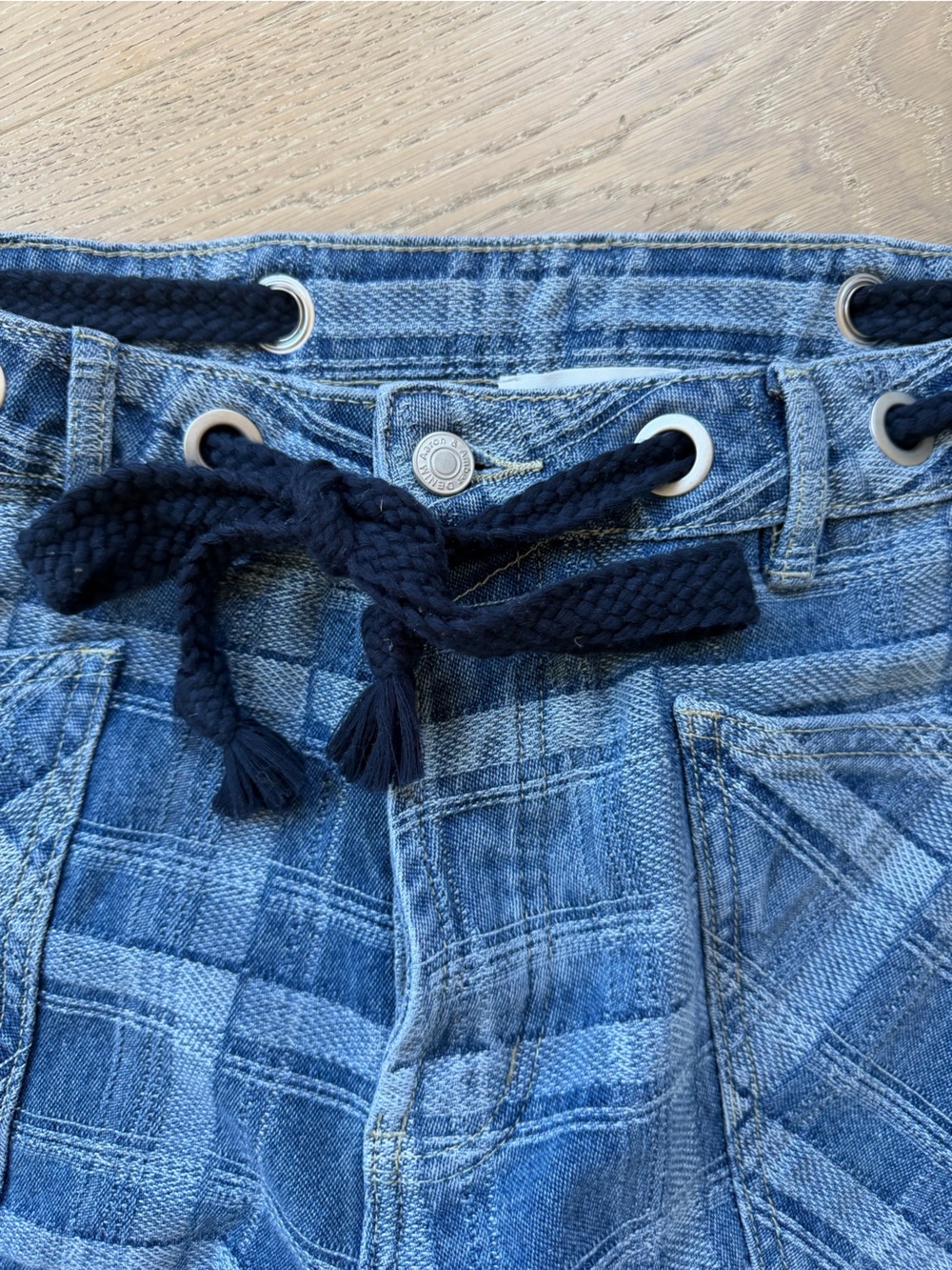 bohme Blue Plaid Barrel Jeans - Picture 2 of 8